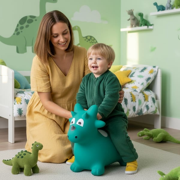 Sun Baby Hyppelydinosaurus pumppulla, vihreä, 1+ vuotta, kantavuus 45 kg