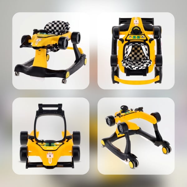 Sun Baby vauvan kävelytuoli 3-in-1 Formula 1, keltainen, 6-12 kk, max 12 kg