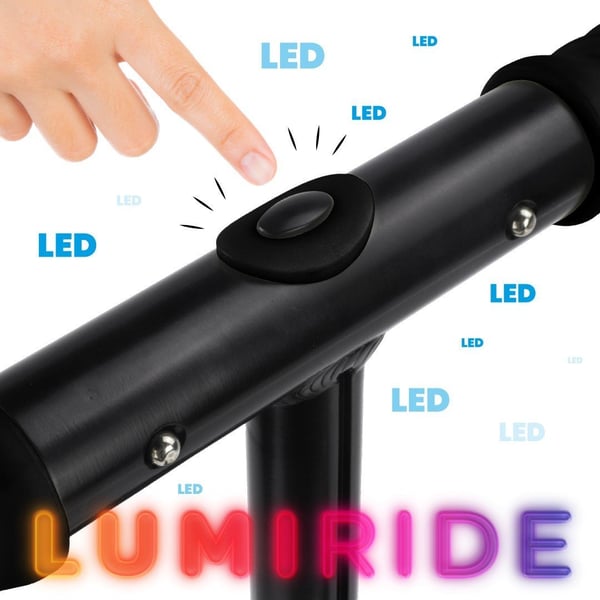 LUMI RIDE Skootteri Lapset 2 pyörää Musta, kolmipyöräinen skootteri 3-vuotiaille, LED, 3 tasoa ohjaustangon korkeuden säätöä, jalkajarru