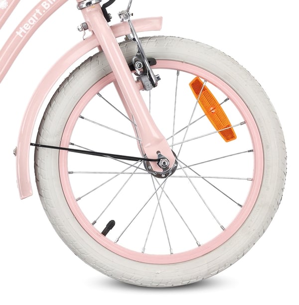 Barncykel Silver Moon 16 tum med tryckstång och stödhjul, V-broms och fotbroms, rosa