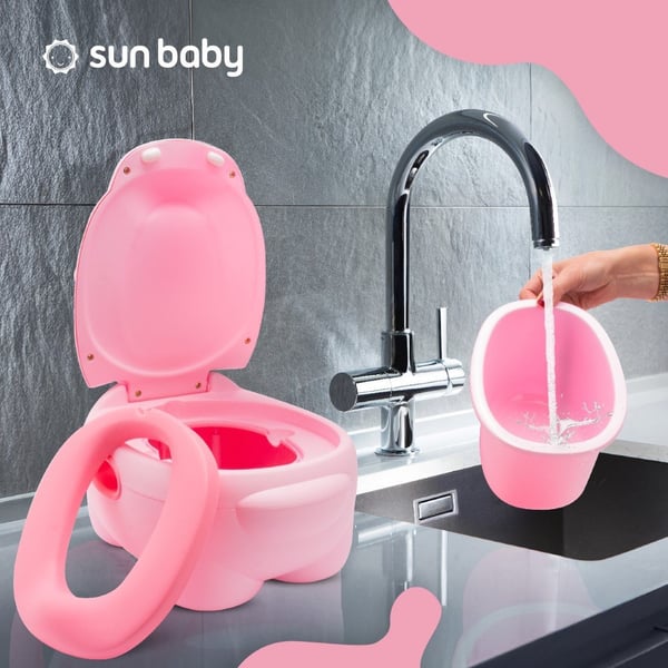 Sun Baby lasten potta Hippo vaaleanpunainen - liukumaton, selkänojalla, irrotettava sisäosa