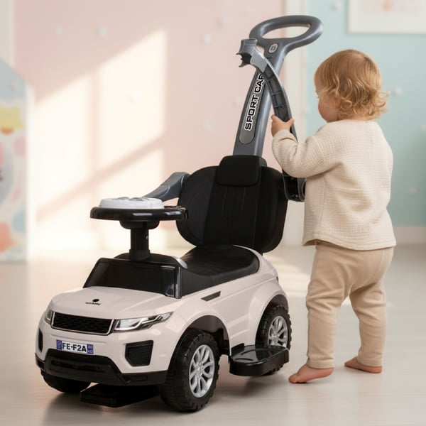 Työntövaunu lapsille lasten auto Sport Car valkoinen Sun Baby