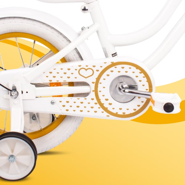 16 tuuman tyttöjen pyörä HEART BIKE - valkoinen ja kulta