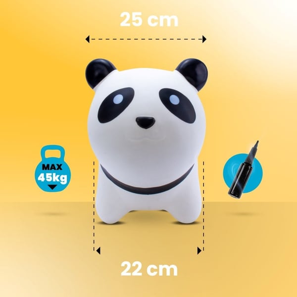 Sun Baby hyppypallo lapsille Panda valkoinen 12m+ pumpulla, kantavuus 45 kg
