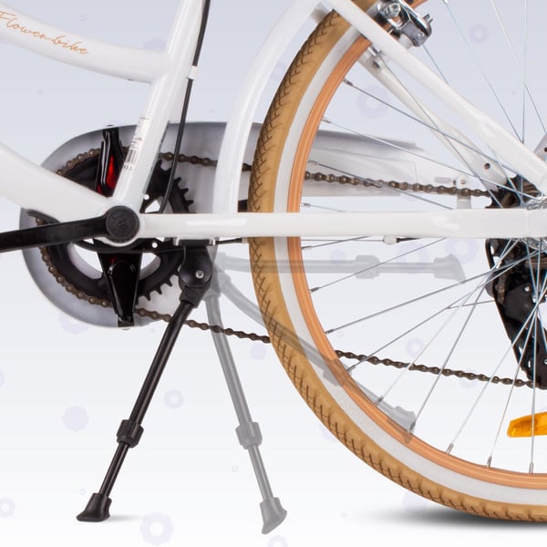 Flower Bike Tyttöjen polkupyörä yhdelle tytölle 24 tuumaa, 8-12 vuotta, Beige ja valkoinen, Lasten polkupyörä, jossa 7-vaihteinen, V-jarru