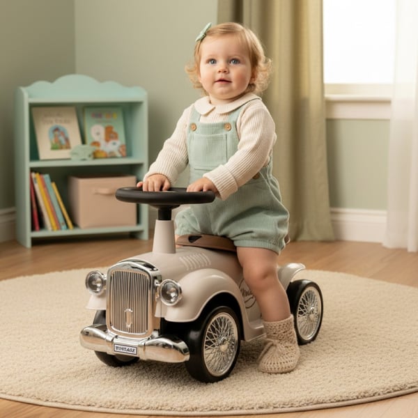 Työntövaunu lapsille lasten auto Retro ecru Sun Baby