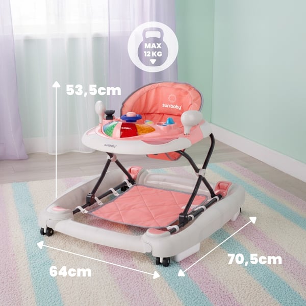 Sun Baby vauvan kävelytuoli Grand Prix 2-in-1 - kehto, korkeuden säätö, jarrut, paneeli valoilla ja äänillä, 6kk+, 12 kg asti