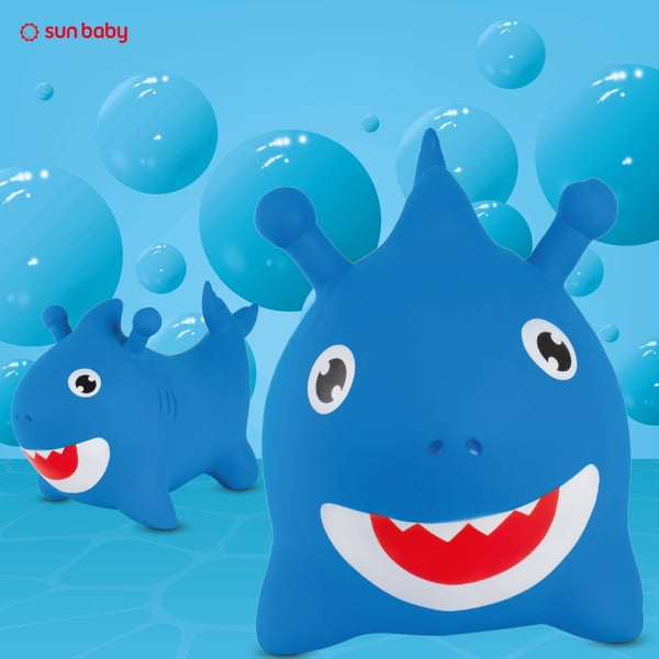 Sun Baby gummihoppare för barn Baby Shark haj, blå, med pump, maxvikt 45 kg