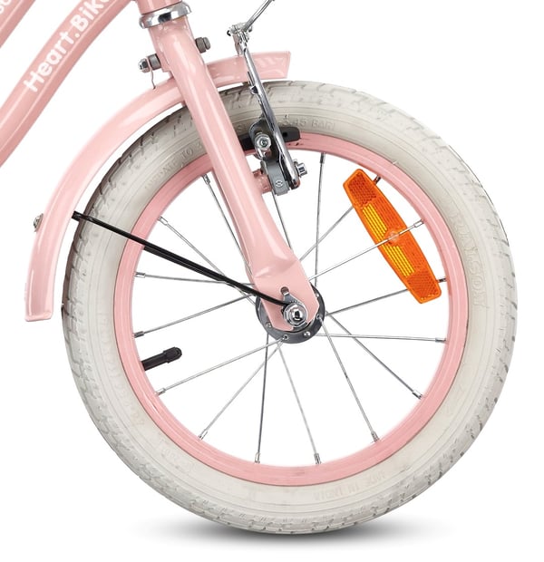 Heart Bike Flickcykel för en flicka 12 14 16 tum, Barncykel 2-6 år, Barncykel med stödhjul, pushbar, justerbar sadel och styre (Silver Moon Rosa, 14 t