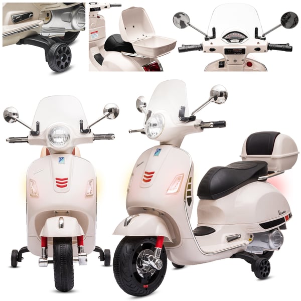 Sähköskootteri lapsille Sähkömoottoripyörä Vespa MP3 runko valkoinen Sun Baby
