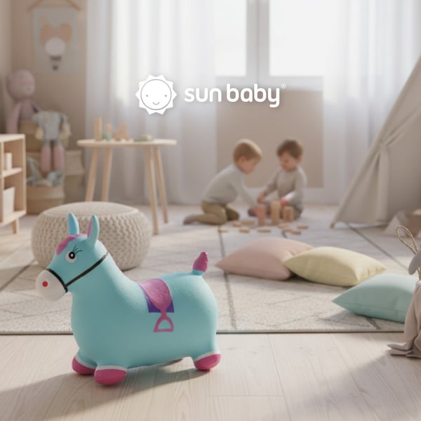 Sun Baby hopphäst att hoppa, rosa, med pump och bandana, 12m+, max 45 kg