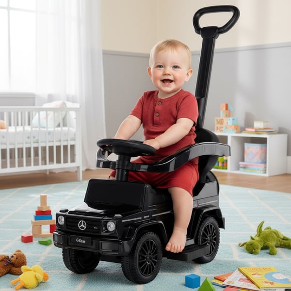 Työntövaunu lapsille lasten auto Mercedes Benz G musta Sun Baby