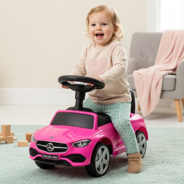 Sun Baby Køretøj Gåvogn til Børn Mercedes C-Klasse Lyserød