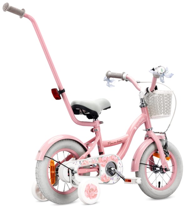 Lasten polkupyörä Tytön polkupyörä 12 tuuman kori Opas pyörät Side Flower Bike vaaleanpunainen