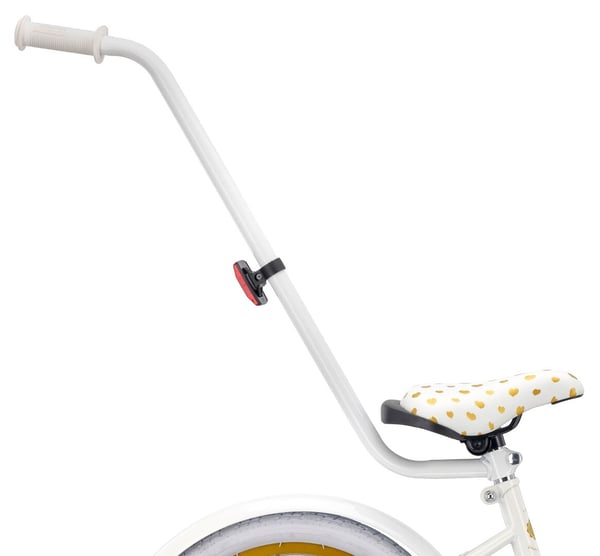 Heart Bike Pigecykel til en pige 12 14 16 tommer, Børnecykel 2-6 år, Børnecykel med støttehjul, skubbestang, justerbar sadel og styr (Hvid Guld, 16 tommer)
