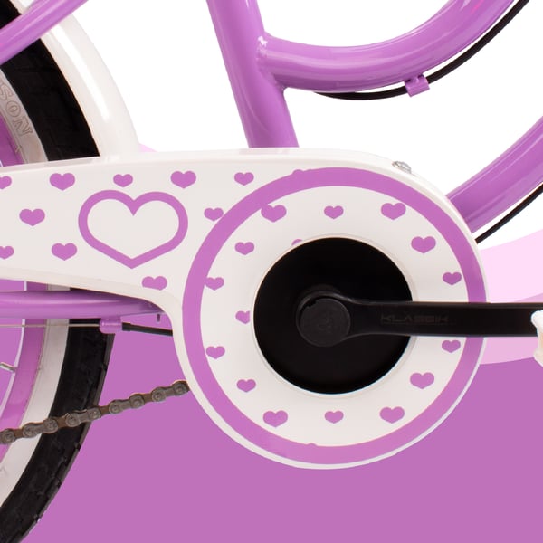 sun baby HEART BIKE Børnecykel 20 tommer - 6 gear, V-bremser, bagagebærer, skærme, justerbart styr og sadel - Lilla