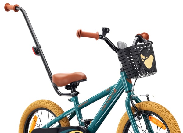 sun baby VERDANT BIKE Børnecykel 16 tommer - V-bremser, støttehjul, kurv, ringeklokke - Grøn