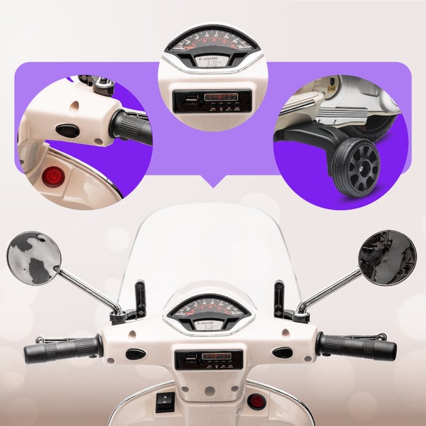 Sähköskootteri lapsille Sähkömoottoripyörä Vespa MP3 runko valkoinen Sun Baby