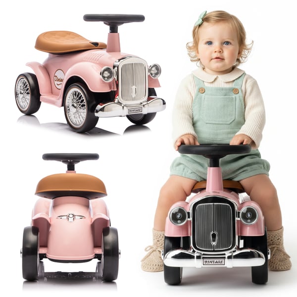 Työntövaunu lapsille lasten auto Retro vaaleanpunainen  Sun Baby