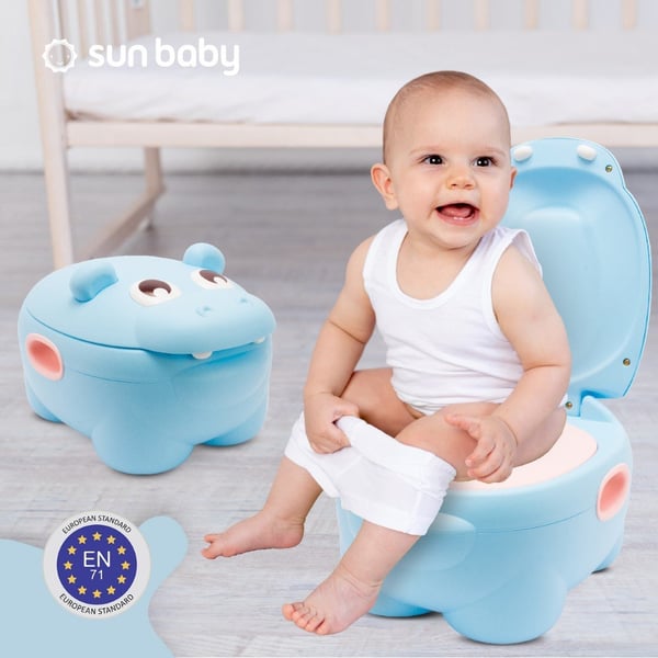 Sun Baby lasten potta Hippo sininen - liukumaton, selkänojalla, irrotettava sisäosa