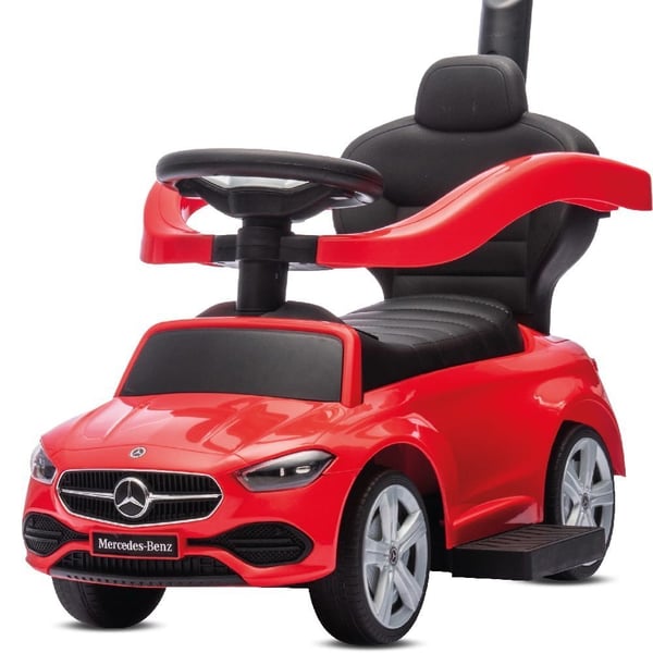Sun Baby gåbil-pusha Mercedes C-Class med tryckstång, båge och fotstöd, röd