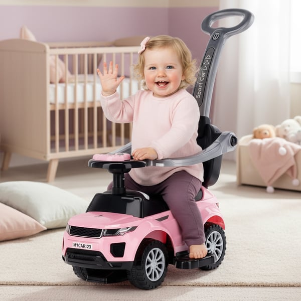 Työntövaunu lapsille lasten auto Sport Car vaaleanpunainen Sun Baby