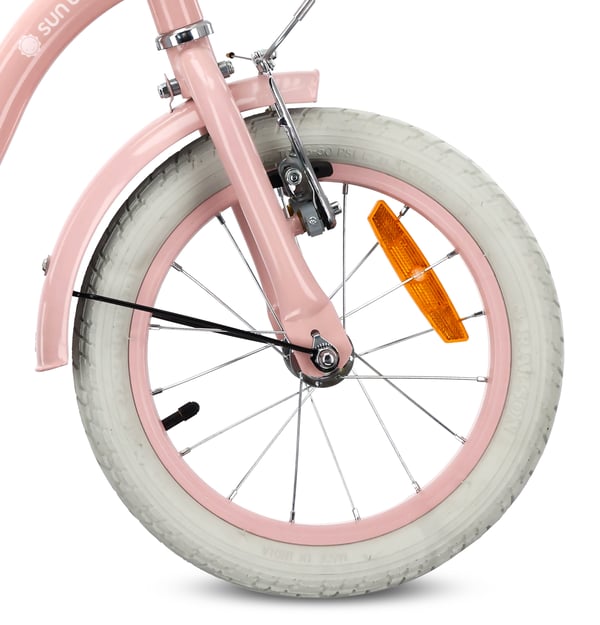 Flower Bike Pigecykel til en pige 12 14 16 tommer, Børnecykel 2-6 år, Børnecykel med støttehjul, skubbestang, justerbar sadel og styr (Pink, 14 tommer)