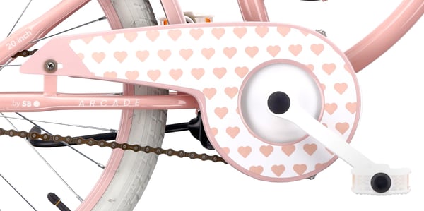 Heart Bike Flickcykel för en flicka 20 tum, 6 till 10 år, v-broms, kuggstång, barncykel för pojkar (Silver Moon - Rosa)