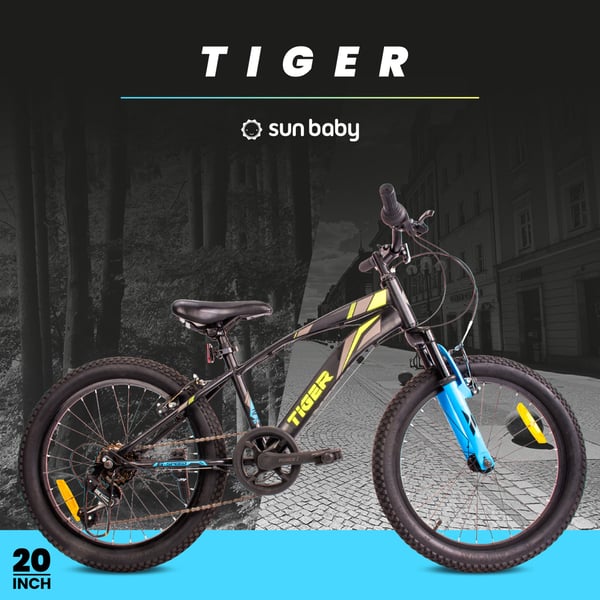 Rower 20 cali dla chłopca Tiger Bike Shimano RevoShift 7 biegowy czarno niebieski
