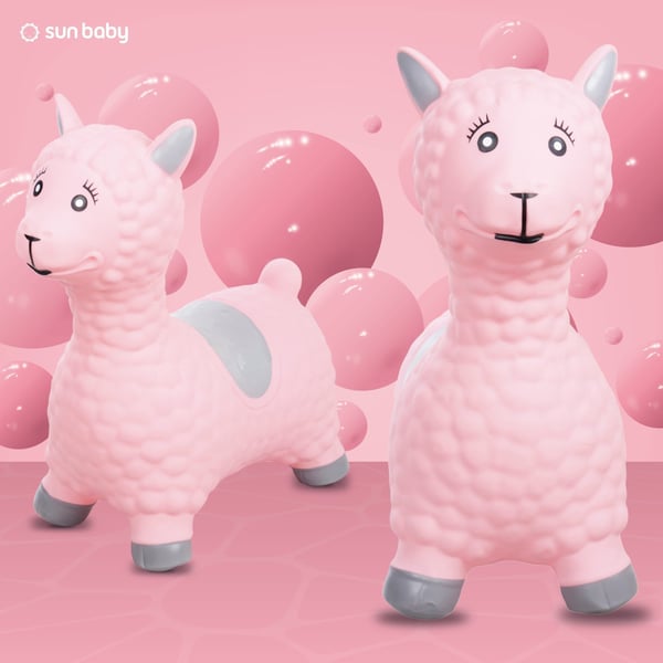 Sun Baby hoppebold Alpaka med pumpe, pink, 12m+, maks. 45 kg