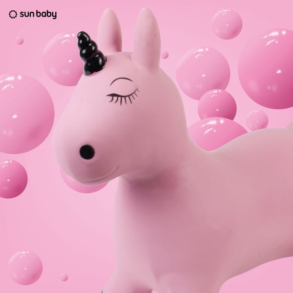 Sun Baby hoppdjur Enhörning rosa-svart med pump, från 1 år, max 45 kg