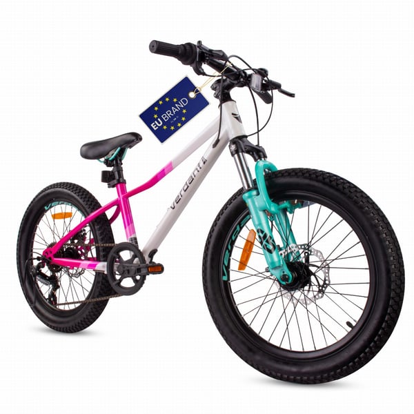 Verdant Bike Lasten polkupyörä pojille 20 tuuman pyöräkoko valittavana 6-nopeuksinen Shimano pyörä lapsille 6-10 vuotta (Valkoinen Pinkki)