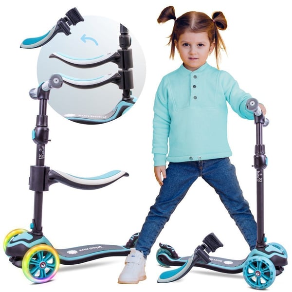 Tre-hjulet balance scooter Flash 3-i-1 LED til børn - Blå Tre-hjulet balance scooter Flash 3-i-1 LED til børn - Blå
