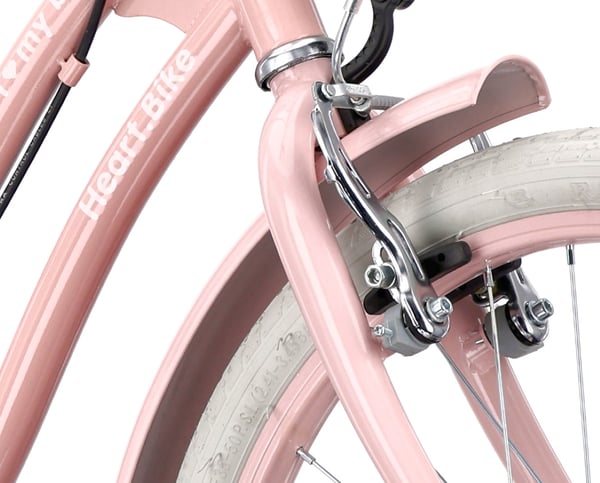 Heart Bike Flickcykel för en flicka 20 tum, 6 till 10 år, v-broms, kuggstång, barncykel för pojkar (Silver Moon - Rosa)