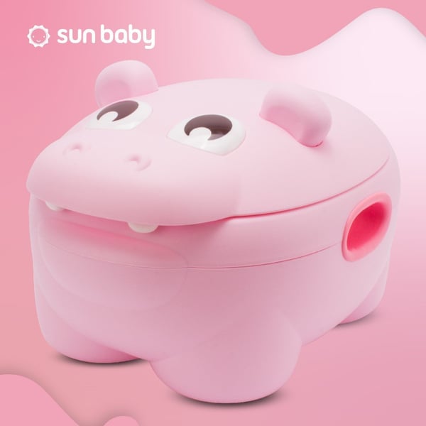 Sun Baby lasten potta Hippo vaaleanpunainen - liukumaton, selkänojalla, irrotettava sisäosa