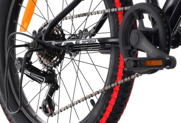 Tiger Bike Lastenpyörä pojille 20 tuuman rengaskoko valittavissa 6-vaihteinen Shimano-pyörä lapsille 6–10 vuotta korkeussäädettävä (punainen musta)