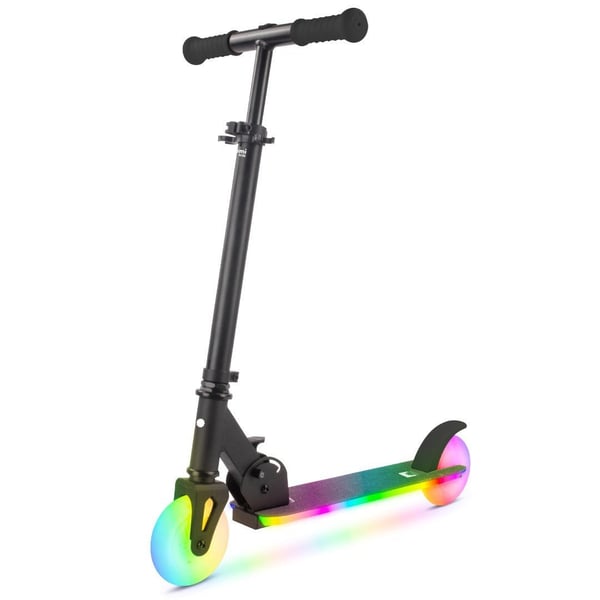 LUMI RIDE Skootteri Lapset 2 pyörää Musta, kolmipyöräinen skootteri 3-vuotiaille, LED, 3 tasoa ohjaustangon korkeuden säätöä, jalkajarru