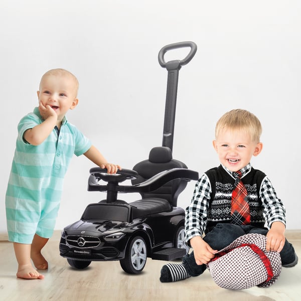 Työntövaunu lapsille lasten auto Mercedes C-Class Coupe musta Sun Baby