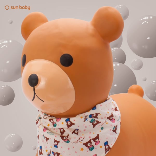 Sun Baby hoppdjur för barn Teddy, brun med bandana + pump (12m+, 45 kg)