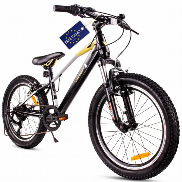 Lasten polkupyörä 20 tuumaa, poikien pyörä, 6 vaihdetta, Shimano, Verdant Juniper jousitus, musta ja kultainen Lasten polkupyörä 20 tuumaa, poikien pyörä, 6 vaihdetta, Shimano, Verdant Juniper jousitus, musta ja kultainen