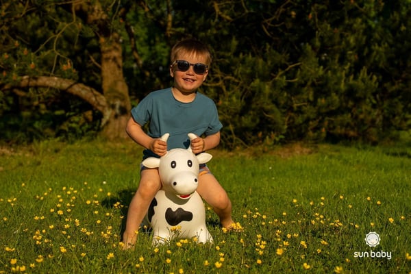 Sun Baby hoppdjur Ox vit + pump, 12m+, max 45 kg, BPA Free