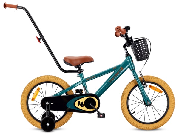 sun baby VERDANT BIKE Børnecykel 16 tommer - V-bremser, støttehjul, kurv, ringeklokke - Grøn sun baby VERDANT BIKE Børnecykel 16 tommer - V-bremser, støttehjul, kurv, ringeklokke - Grøn