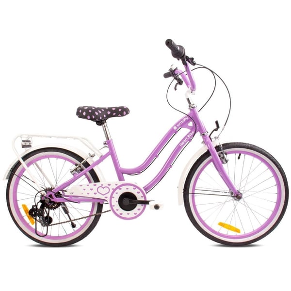 Heart Bike Pigecykel 20 tommer, 6 til 10 år, Shimano gear, børnecykel til drenge (Lilla)