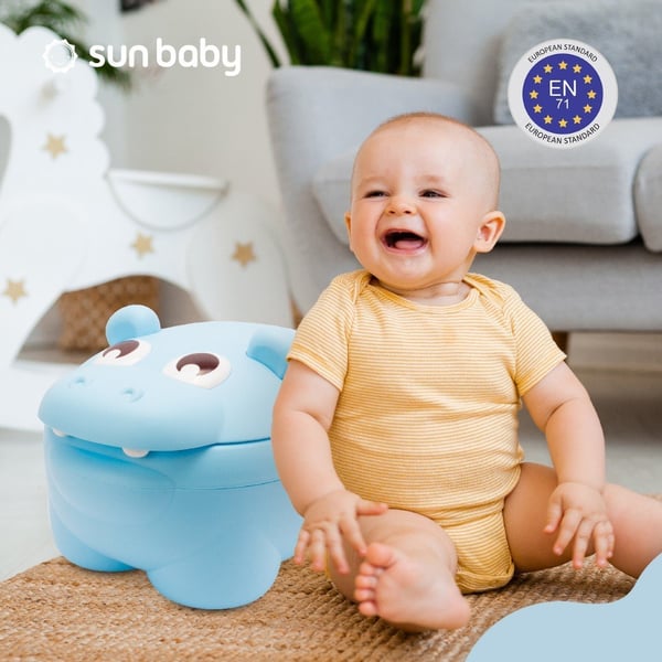 Sun Baby lasten potta Hippo sininen - liukumaton, selkänojalla, irrotettava sisäosa