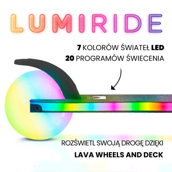 Sun Baby Lumiride kaksipyöräinen lasten potkulauta LED 7 väriä/20 tilaa, taitettava, säädettävä 73-85 cm, musta
