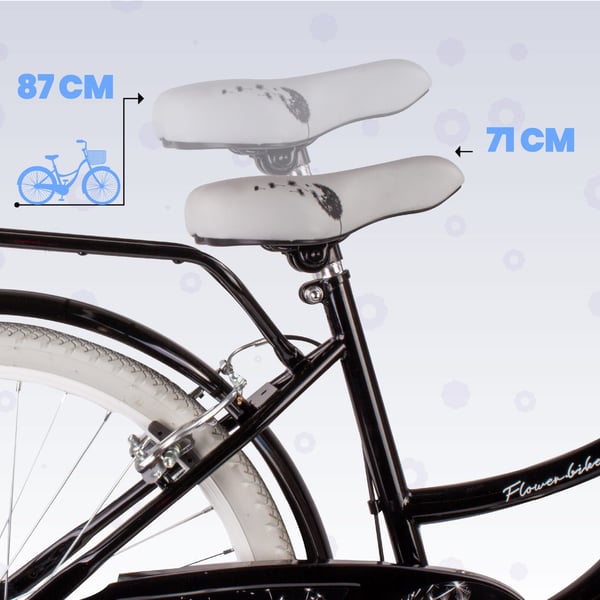 sun baby FLOWER BIKE Børnecykel 24 tommer - 7 gear, V-brakes, forlygter, bagagebærer, skærme - Sort