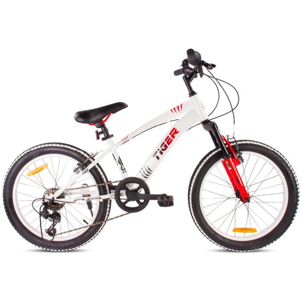 Lasten pyörä, 20 tuumaa, pojille, 6 vaihdetta Shimano, jousitus, leveät renkaat, Revoshift Tiger Bike  Sun Baby