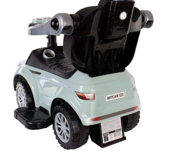 Sun Baby työntöistuin kädensijalla ja tukikaarella Sport Car, salvia, 24 kk+, kantavuus 27 kg