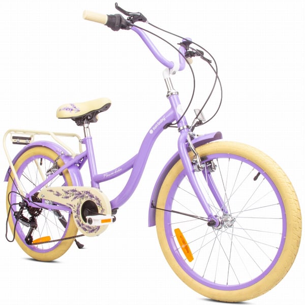 20 tuuman tyttöjen lastenpyörä Shimano 6 vaihteella FLOWER BIKE violetti