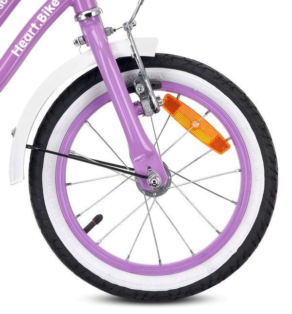 Heart Bike Flickcykel för en flicka 12 14 16 tum, Barncykel 2-6 år, Barncykel med stödhjul, pushbar, justerbar sadel och styre (Lila, 14 tum)